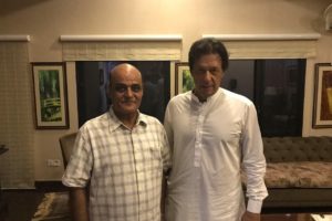 Tahir Anjum with Future Prime Minister Imran Khan and Abrar-ul-Haq at Bani Gala on Aug.02